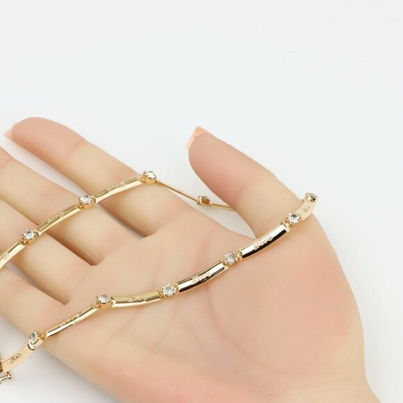 Elegant Rose Gold Necklace with Sparkling Stones, XPNL0339 - Picture 5 of 12